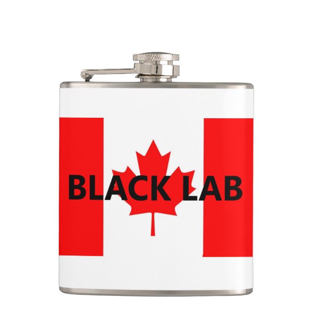 black lab name Canadian-Flag Hip Flask (Front)