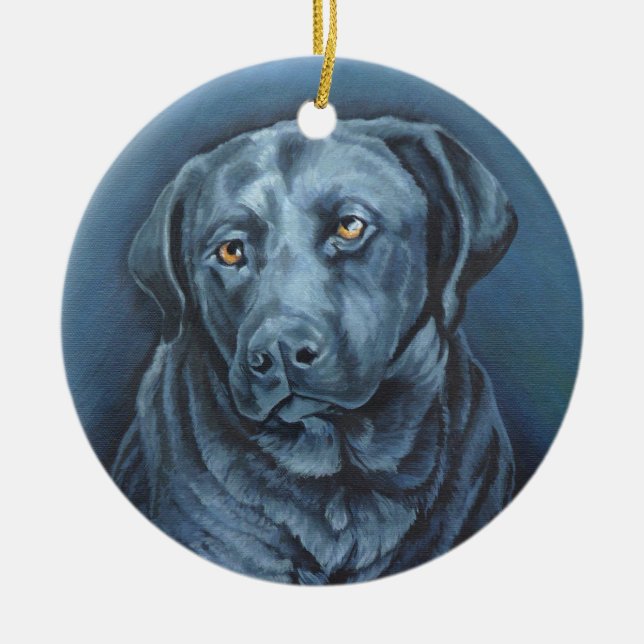 Black Lab Ornament Personalised Dog Art Decoration (Front)