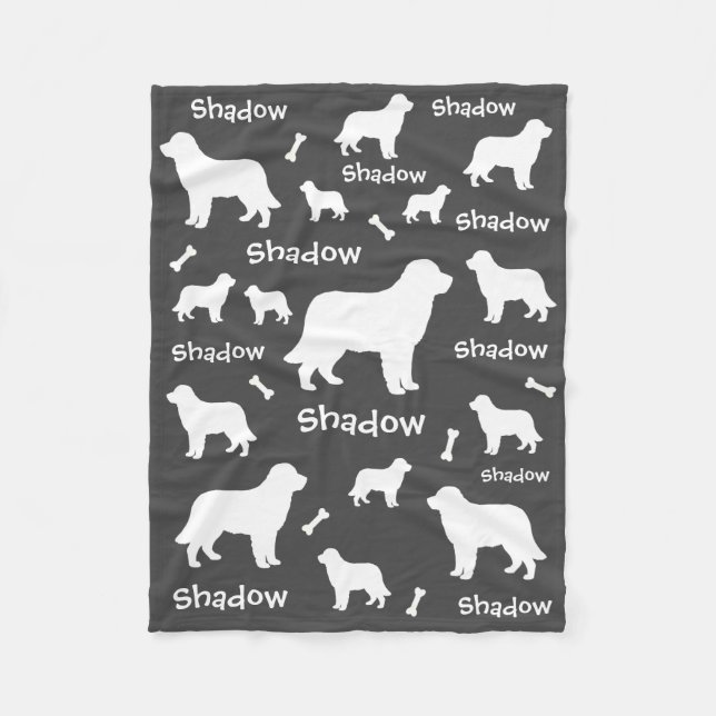 Black Lab Personalised Grey Dog  Fleece Blanket (Front)