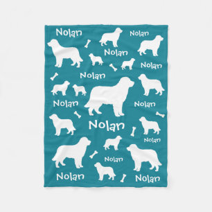 Black Lab Personalized Teal Dog  Fleece Blanket