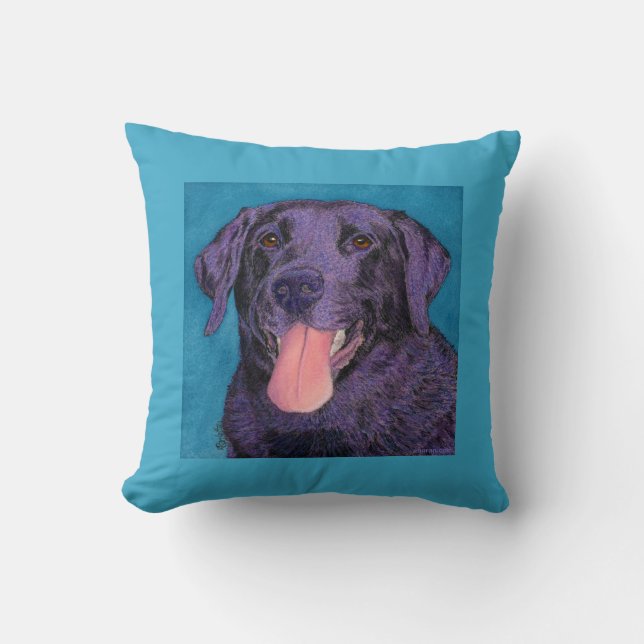 Black Lab Pillow - "Pinecone" (Front)