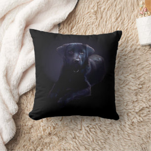 Black Lab Pillow Rosey Puppy Dog Throw Pillow