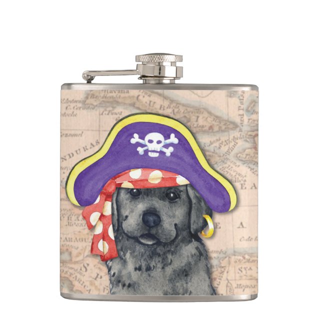 Black Lab Pirate Hip Flask (Front)
