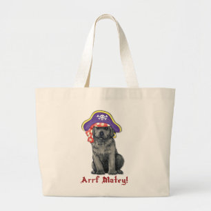 Black Lab Pirate Large Tote Bag