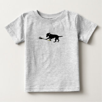Black Lab Playing Lacrosse Baby Football Bodysuit