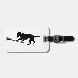 Black Lab Playing Lacrosse Luggage Tag