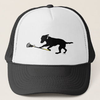 Black Lab Playing Lacrosse Trucker Hat