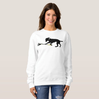 Black Lab Playing Lacrosse Womens Sweatshirt