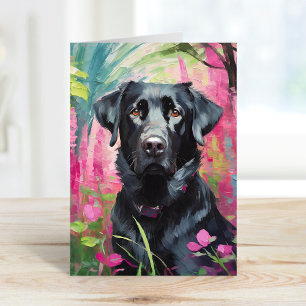 Black Lab Portrait Modern Art Card