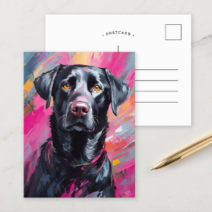 Black Lab Portrait Modern Art Postcard