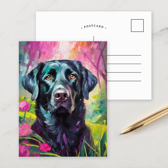 Black Lab Portrait Modern Art Postcard (Creator Uploaded)