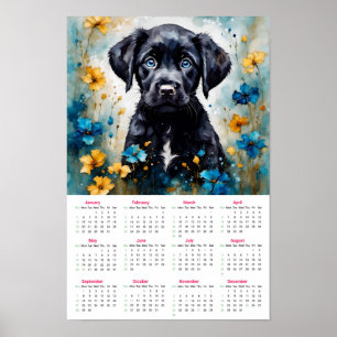 Black Lab Puppy 2025 Calendar Poster