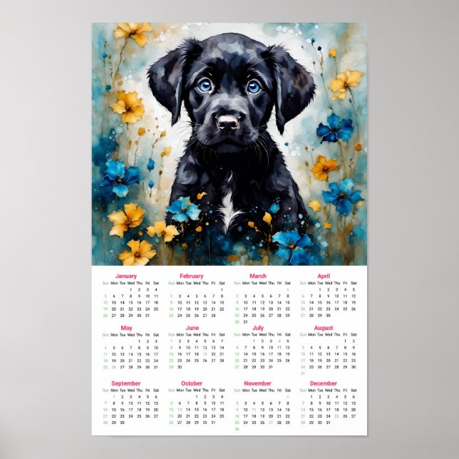 Black Lab Puppy 2025 Calendar  Poster (Front)