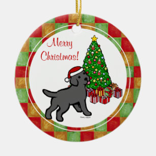 Black Lab Puppy and Christmas Tree Ceramic Tree Decoration