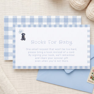 Black Lab Puppy Blue Gingham Baby Shower Books Enclosure Card