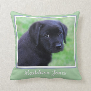 Black Lab Puppy - Cute Dog - Labrador Retriever Cushion