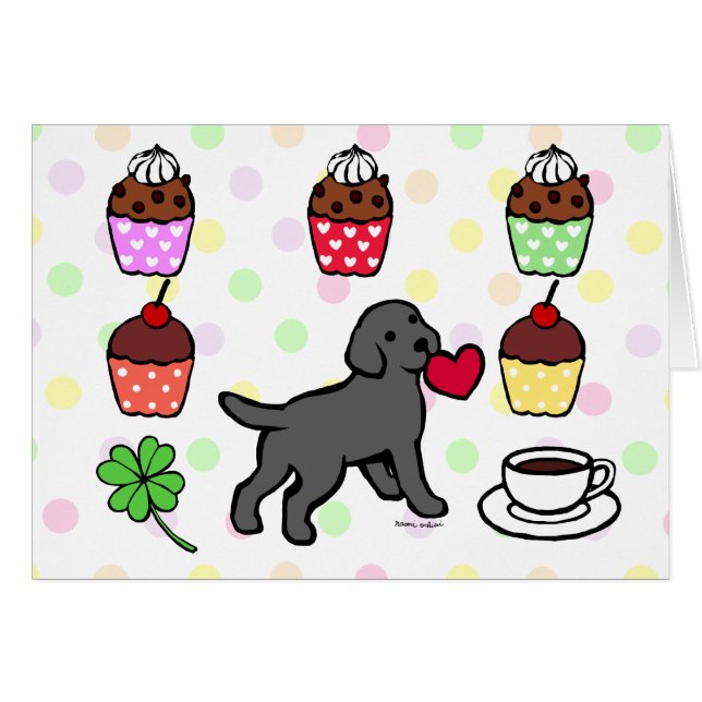 Black Lab Puppy Heart Cartoon (Front Horizontal)
