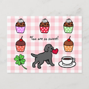 Black Lab Puppy Heart Cartoon Postcard