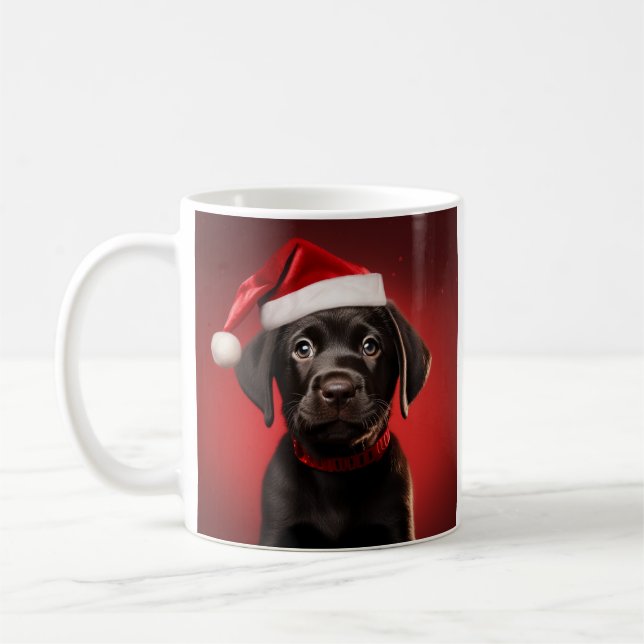 Black Lab Puppy in Santa Hat Coffee Mug (Left)