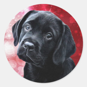 Black Lab Puppy - Labrador - Valentine Puppy Classic Round Sticker
