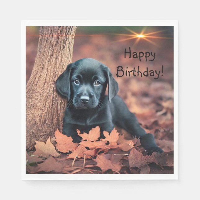 Black Lab Puppy Napkin (Front)