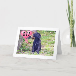 BLACK LAB PUPPY SAYS "ENJOY 21st BIRTHDAY!" Card