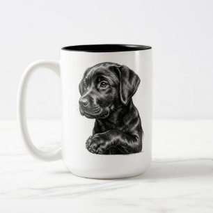 Black Lab Puppy Sketch Mug   Thoughtful Dog Lover 