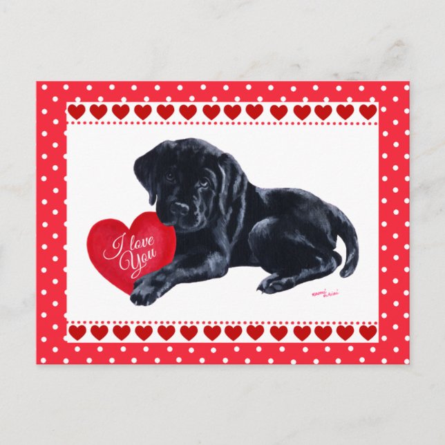 Black Lab Puppy Valentine's Day card (Front)
