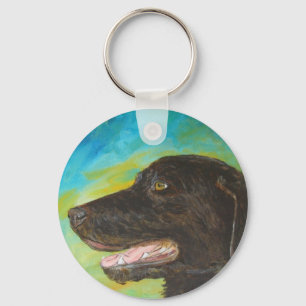 Black Lab Retriever Dog Art Keychain Pendants