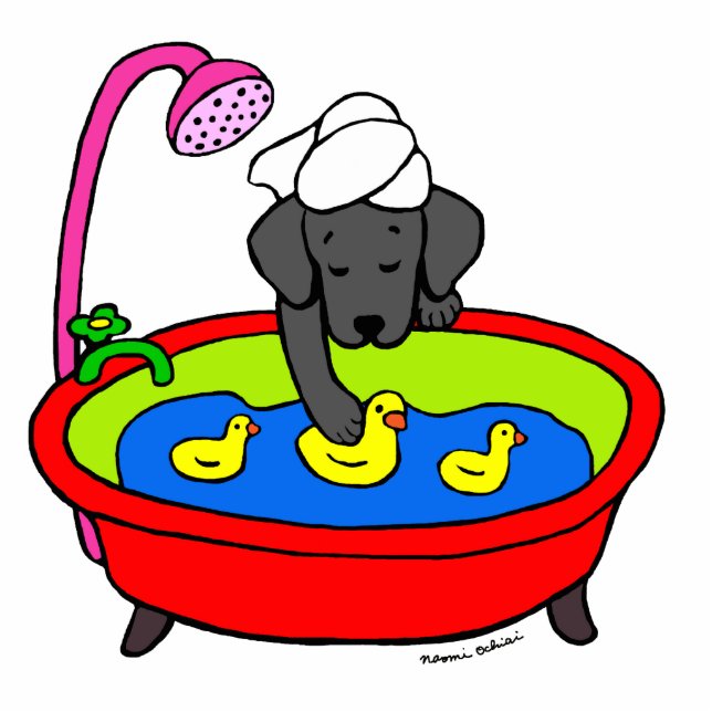 Black Lab & Rubber Ducks Cartoon Photo Sculpture Magnet (Front)
