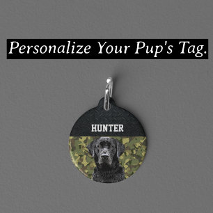 Black Lab Rugged Camo Name Cool Dog Animal Pet Pet Tag