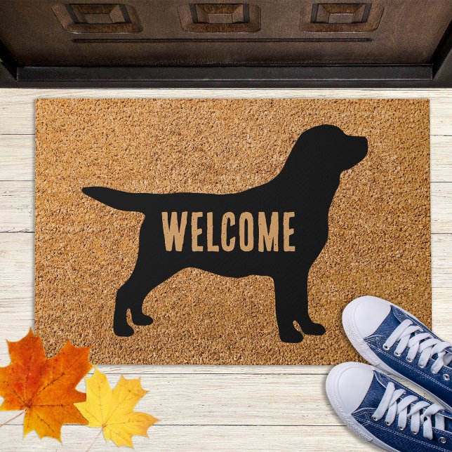 Black Lab Rustic Welcome Dog Retriever Labrador Doormat (Creator Uploaded)