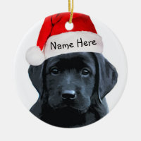 Black Lab Santa Christmas Ornament