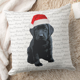 Black Labrador Christmas Throw Outdoor Cushions Zazzle UK