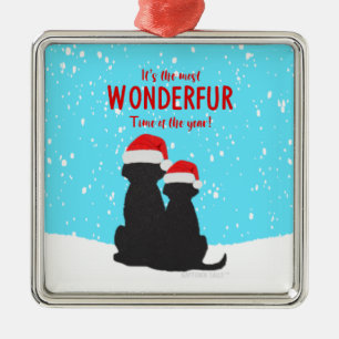 Black Lab Santa Dogs Square Christmas Ornament