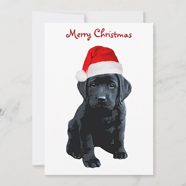 Black Lab Santa - Merry Christmas - Santa Dog Invitation (Front)