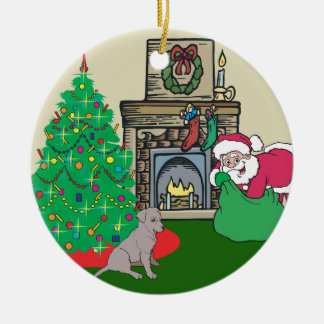 Black Lab Santas Gift Ceramic Tree Decoration