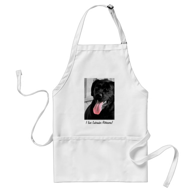 Black Lab Selective Colour Custom Text Apron (Front)