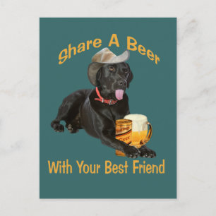 Black Lab  Shares A Beer Postcard