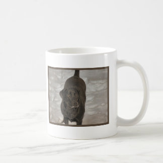 black lab snow storm coffee mug