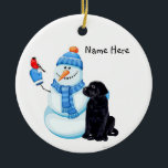 Black Lab Snowman Christmas Ornament<br><div class="desc">Black Lab Snowman Christmas Ornament - Personalised Ornament</div>