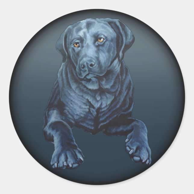 Black Lab Sticker Blue Dog Art Stickers (Front)