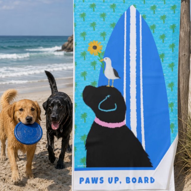 Black Lab Surf Dog Island Beach Towel (Creator Uploaded)