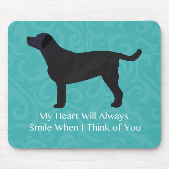 Black Lab Thinking of You Design Mouse Mat (Front)