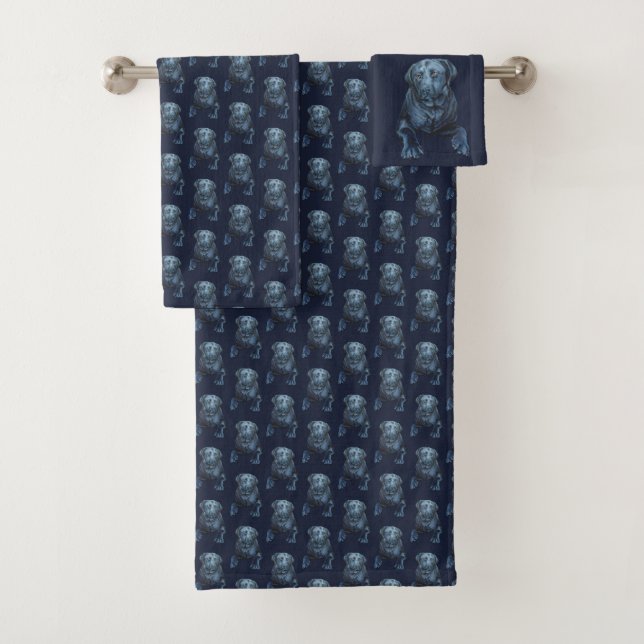 Black Lab Towel Set Labrador Retriever Bath Decor (Insitu)