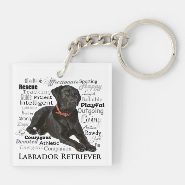 Black Lab Traits Keychain (Back)
