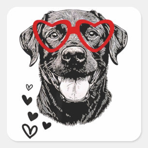 Black Lab Valentine's Day For Dog Pet Lover Men Wo Square Sticker