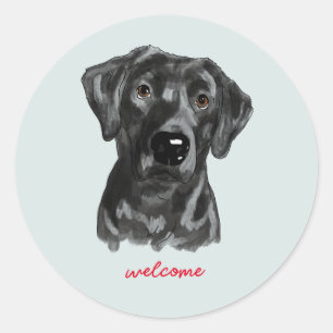 Black lab watercolor  classic round sticker