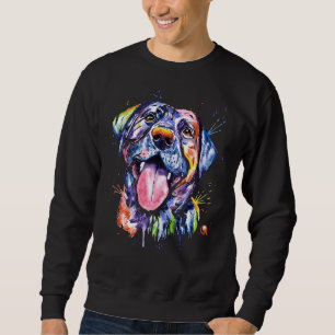 Black Lab Watercolor Pet Portrait Painting Sweatshirt