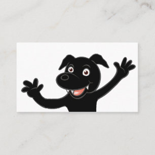black lab waving cartoon business card